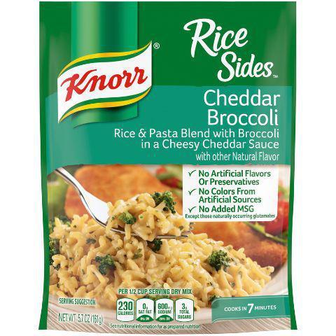 Knorr Rice Sides Cheddar Broccoli 5.7oz · Rice and pasta blend with broccoli in a cheesy cheddar sauce.