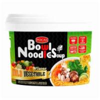 Pocas Bowl Noodle Soup Vegetable 3.17oz · A delicious bowl of noodles with in a hearty vegetable flavor. Ready in 3 minutes.