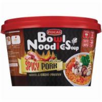 Pocas Bowl Noodle Soup Pork 3.17oz · A delicious bowl of noodles with in a spicy pork flavor. Ready in 3 minutes.