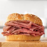 Roast Beef Classic Sandwich · Thinly sliced roast beef on a toasted sesame seed bun. Visit arbys.com for nutritional and a...