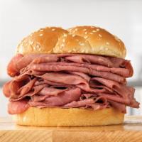 Roast Beef Double Sandwich · Two times the amount of signature roast beef than the Roast Beef Classic. Visit arbys.com fo...