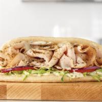 Turkey Gyro Sandwich Small Meal · Thinly sliced seasoned roast turkey with Greek Seasonings, cool creamy tzatziki sauce, shred...
