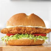 Crispy Chicken Sandwich · A crispy buttermilk chicken fillet with lettuce, tomato and mayo on a star top bun. Visit ar...