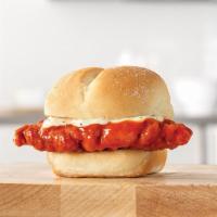 Buffalo Chicken Slider · A crispy chicken tender dipped in spicy Buffalo sauce and topped with Parmesan Peppercorn Ra...