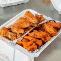 50 Piece Wing  · 3 sauce flavor, celery sticks and 5 ranch or blue cheese dipping.  