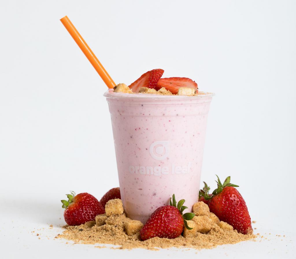 Strawberry Cheesecake Shake · This popular dessert now enjoyed with a straw. It's a creamy blend of our Vanilla  froyo blended with fresh strawberries and cheesecake bites.