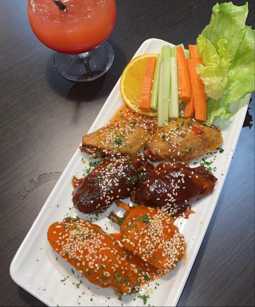 Chicken Wings  · Choice of Korean Style, BBQ or Buffalo Wings with a side of celery and carrot sticks. Includes Ranch Dressing