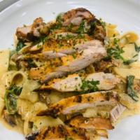 Wyndham Milanese Pasta in White Butter Sauce · Pappardelle Pasta tossed with mushroom, sun dried tomatoes, Lemon and spinach. Grilled chick...