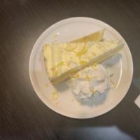 Cheesecake · Cheesecake with whipped cream.
