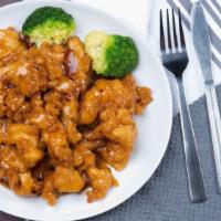 General Tso's Chicken · Chicken with general tso's sauce. Spicy.