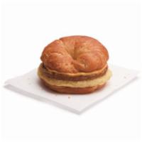 Crossaint with Sausage, Egg & Cheese Large · Large buttery croissant sandwich with fluffy eggs, melted cheese and savory sausge.