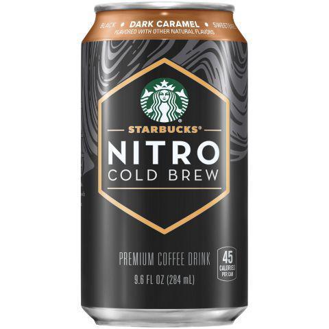 Starbucks Nitro Cold Brew Dark Cream 9.6oz · A cold brew coffee beverage infused with nitrogen. Flavored with a touch a dark caramel for a sweet velvety taste.