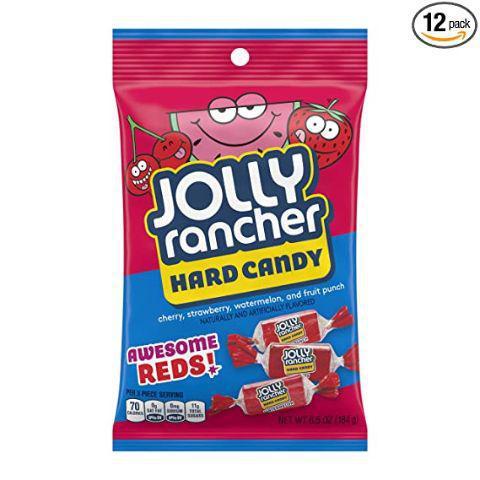 Jolly Rancher Hard Candy Awesome Reds 6.5oz · When you want to keep on sucking with something awesome, reach for this bag of JOLLY RANCHER Awesome Reds Hard Candy in cherry, watermelon, strawberry and fruit punch flavors.