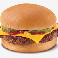 Cheeseburger		 · One 100% beef patty topped with melted cheese, pickles, ketchup and mustard served on a warm...