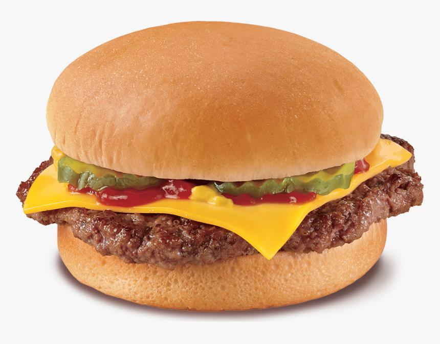 Cheeseburger		 · One 100% beef patty topped with melted cheese, pickles, ketchup and mustard served on a warm toasted bun.