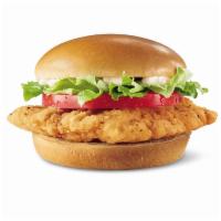 Crispy Chicken Sandwich Combo · A crispy chicken fillet topped with crisp chopped lettuce, thick-cut tomato and mayo on a wa...