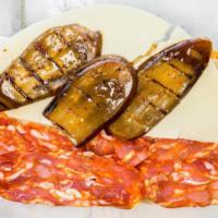 Sopressata Sandwich · Hot sopressata calabrese, Auricchio sharp provolone, house roasted eggplant, extra virgin ol...