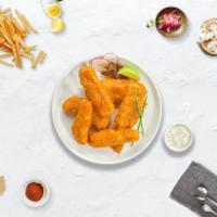 Flaming Buffalo Strips  · Crispy breaded chicken strips, fried until golden brown before being tossed in buffalo sauce...