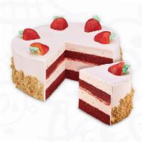Strawberry Passion Cake · Layers of moist red velvet cake, strawberry puree and strawberry ice cream with graham crack...