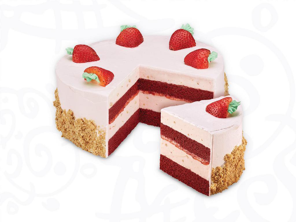 Strawberry Passion  · Layers of moist red velvet cake & strawberry ice cream with graham cracker crust and a layer of strawberry puree, wrapped in creamy strawberry frosting.