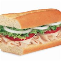 Turkey & Provolone Sub · Oven-roasted turkey and provolone made the BLIMPIE® WAY with tomatoes, lettuce, onion, vineg...