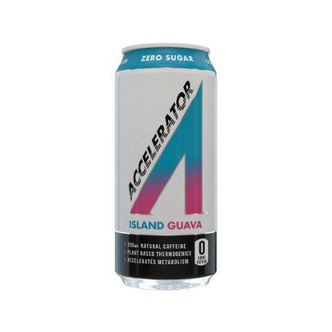 Adrenaline Shoc Accelerator Island Guava 16oz · Only 10 calories with 200 MG of natural caffeine, Zero Sugar, Zero Chemical Perservatives, and Zero Artificial Flavors.