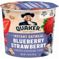 Quaker Express Oats Cup Bluberry & Strawberry 1.69oz · Start your day off with a delicious cup of oatmeal with no artificial preservatives and 100%...