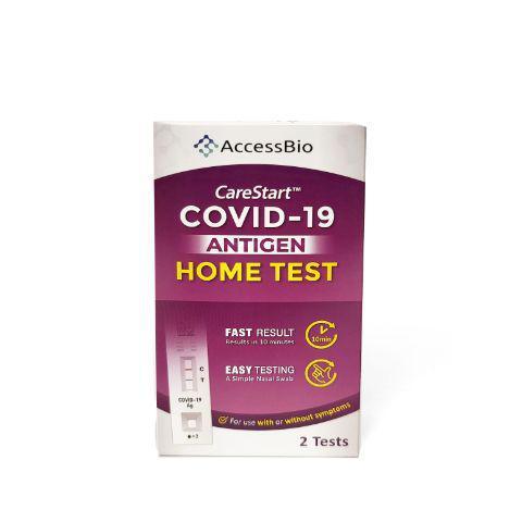 AccessBio CareStart COVID-19 Antigen Home Test · Simple nasal swab. Results in 10 minutes.