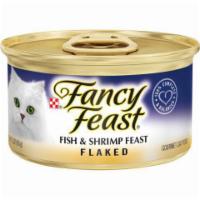 Fancy Feast Fish Shrimp 3oz · Tender, flaked pieces made with fish and shrimp for a taste cats love.