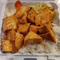 Tofu Hibachi · Served with 9mix veggie and white rice