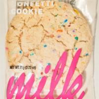 Milk Bar Confetti Cookie (2.72 oz) · Fluffy, chewy, sugary, and buttery, with a B’Day punch of vanilla and rainbow sprinkles.