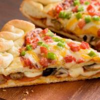 Big Murphy's Stuffed Pizza (Baking Required) · Red sauce, mozzarella, pepperoni, Italian sausage, mushrooms and olives topped with green pe...