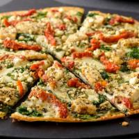 Medium Herb Chicken Mediterranean Gluten Free Crust Pizza (Baking Required) · Olive oil and garlic, mozzarella, chicken, spinach, sun-dried tomatoes, feta and zesty herbs...