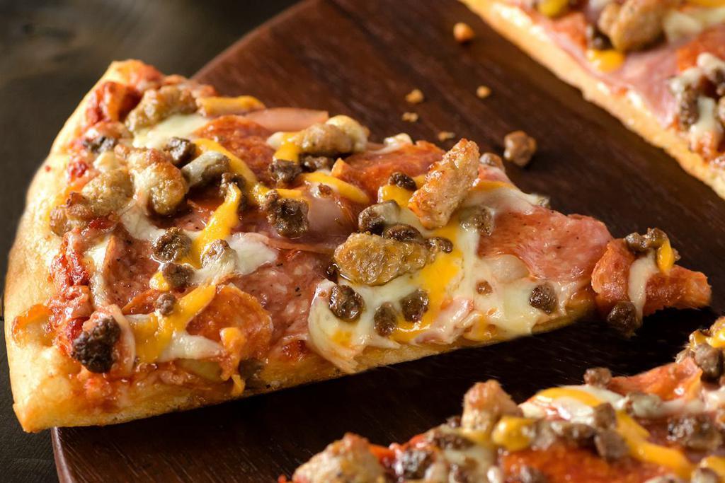 Medium Papa's All Meat Gluten Free Crust Pizza (Served Uncooked-Baking Required) · Red sauce, mozzarella, Canadian bacon, salami, pepperoni, Italian sausage and ground beef on a gluten free crust.