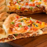 Chicago-Style Stuffed Pizza (Baking Required) · Two layers of our Original Crust stuffed with Traditional Red Sauce, Whole-Milk Mozzarella, ...