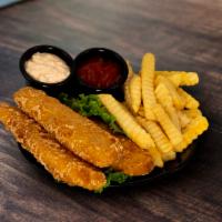 Fish and Chips · Pub-Style lager battered codfish served with tartar sauce.