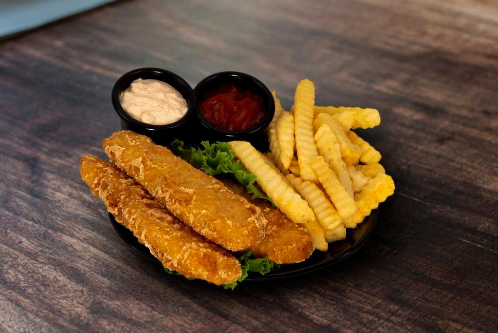 Fish and Chips · Pub-Style lager battered codfish served with tartar sauce.