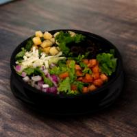 Side Salad · Romaine lettuce, tomato, red onions, shredded mozzarella, black olives and croutons.