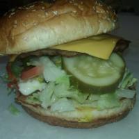Cheese burger 🍔 · made on whopper bun dressed with lettuce, onion, tomatoes, pickle. Topped with ketchup, must...