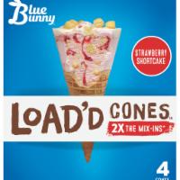 Blue Bunny Load'd Cones Strawberry Shortcake Load'd Cone , 4pk · 