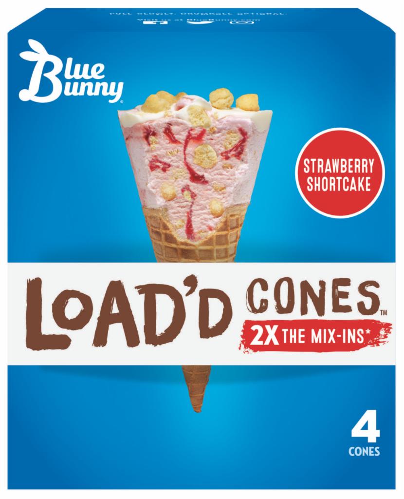Blue Bunny Load'd Cones Strawberry Shortcake Load'd Cone , 4pk · 