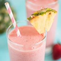 201. KK Tropical Smoothie · Mango, Strawberries, Pineapple and peach blended with yogurt and fresh milk. 