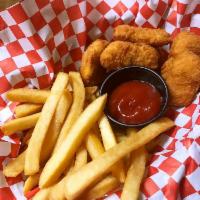 Chicken Nuggets · 6 breaded, all white meat, chicken nuggets served with french fries.