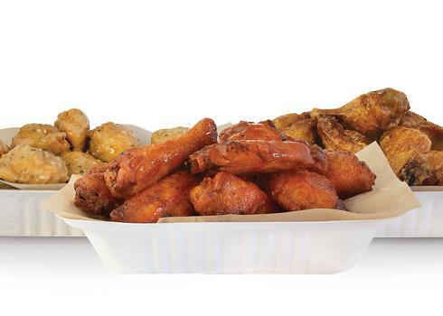 75 Wings · 75 Pit-Smoked Bone-In or traditional Boneless wings with up to 5 sauces *Dips & Veggie Sticks not Included*
