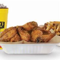 10 Piece Wing Combo · Pit-Smoked Bone-In or Traditional Boneless Wings with choice of up to 2 sauces, hand-cut fri...