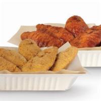 15 Crispy Tenders · 15 Breaded Tenders with up to 3 sauces *Dips & Veggie Sticks not Included*