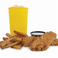 Kid Tenders · 2 Breaded Tenders, hand-cut fries and a Lil’ Yellow Cup