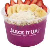 Dragonfruit Passion Bowl · Organic Dragonfruit, Strawberry, Soy Milk, Passion Fruit Juice, Banana.