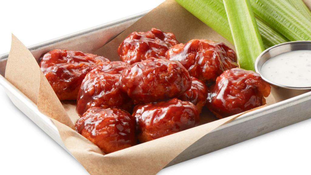 Small Boneless Wings · Served with side of celery and ranch or blue cheese dressing. Serves approximately 2. (215-390 cal/serv)