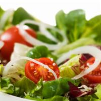 House Salad · Romaine lettuce mix, cherry tomatoes, cucumber, red onion and your choice of dressing.